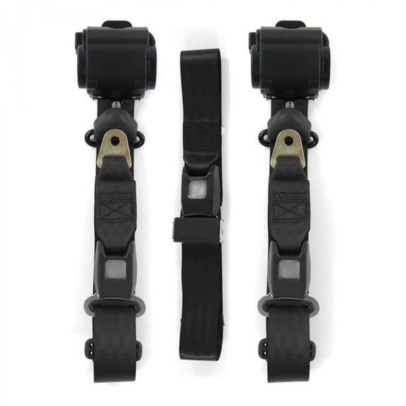 SafeTBoy Standard 3 Point Black Retractable Bench Seat Belt Kit for Chevy Chevelle 1964-1967 - 3 Belts