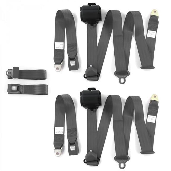 SafeTBoy  Standard 3 Point Charcoal Retractable Bench Seat Belt Kit for Chevy LUV Truck 1972-1980 - 3 Belts
