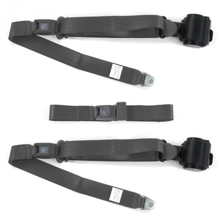 SafeTBoy Standard 3 Point Charcoal Retractable Bench Seat Belt Kit with 3 Belts for 1946-1961 Desoto