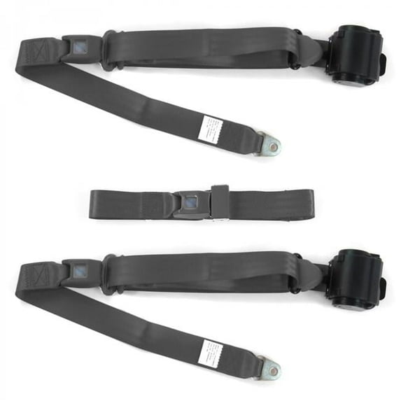 SafeTBoy Standard 3 Point Charcoal Retractable Bench Seat Belt Kit with 3 Belts for 1957-1958 Buick Roadmaster