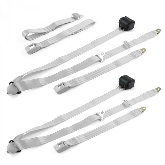 SafeTBoy Standard 3 Point Gray & Grey Retractable Bench Seat Belt Kit for Volkswagen Type 4 1968-1974 - 3 Belts
