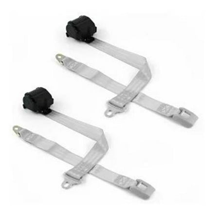 SafeTBoy Standard 3 Point Gray Retractable Bucket Seat Belt Kit with Bracketry & 2 Belts for 1953-1961 Triumph TR2, 3