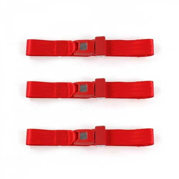 SafeTBoy Triumph TR2, 3 1953-1961 Standard 2 Point Red Lap Bench Seat Belt Kit - 3 Belts