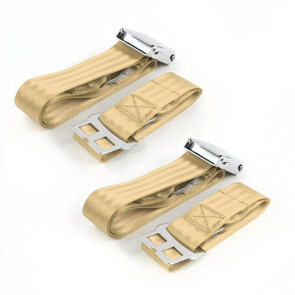 SafeTBoy  VW Type 1 Oval 1953-1957 Airplane 2 Point Tan Lap Bucket Seat Belt Kit - 2 Belts