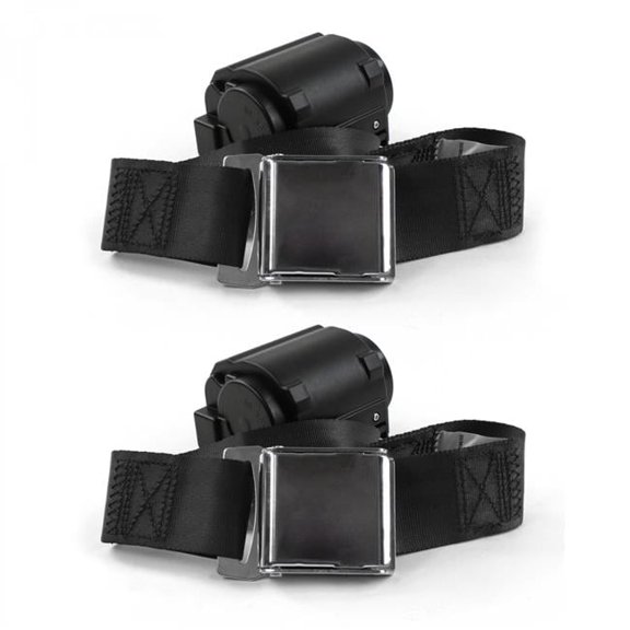 SafeTBoy VW Type 3 Squareback Airplane 2 Point Black Retractable Bucket Seat Belt Kit - 2 Belts