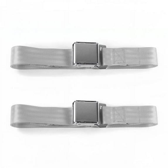 SafeTBoy Volkswagen Type 4 1968-1974 Airplane 2 Point Gray & Grey Lap Bucket Seat Belt Kit - 2 Belts