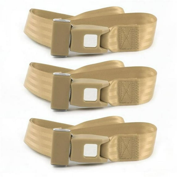SafeTboy 660172 Standard 2 Point Tan Lap Bench Seat Belt Kit for 1962-1965 Ford Fairlane - 3 Belts