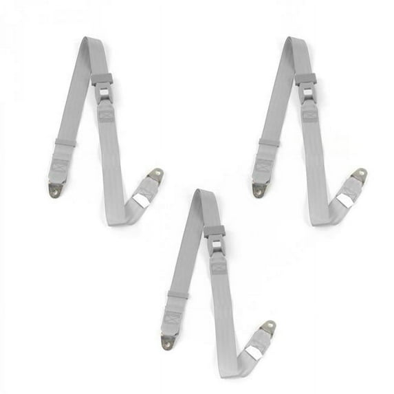 SafeTboy 660465 Standard 2 Point Gray Lap Bench Seat Belt Kit for 1975-1979 Chevy Nova - 3 Belts
