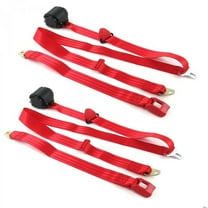 SafeTboy 669403 VW Karmann Ghia Standard 3 Point Red Retractable Bucket Seat Belt Kit - 2 Belts