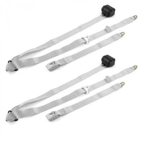SafeTboy 669736 Standard 3 Point Gray Retractable Bucket Seat Belt Kit for 1966-1967 Chevy II - 2 Belts