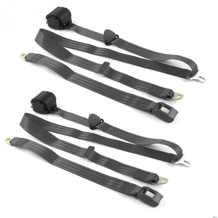 SafeTboy 669957 Standard 3 Point Charcoal Retractable Bucket Seat Belt Kit for 1948-1952 Ford Truck - 2 Belts