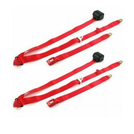 SafeTboy 670320 Standard 3 Point Burgundy Retractable Bucket Seat Belt Kit for 1962-1965 Chevy II - 2 Belts