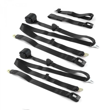SafeTboy 670570 Ford Truck 1953-1956 Standard 3 Point Black Retractable Bench Seat Belt Kit - 3 Belts