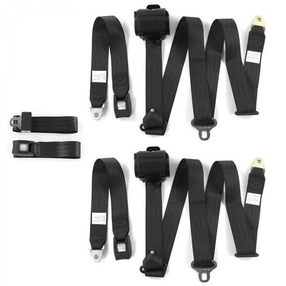 SafeTboy 670704 Chevy FS Blazer 1973-1991 Standard 3 Point Black Retractable Bench Seat Belt Kit - 3 Belts