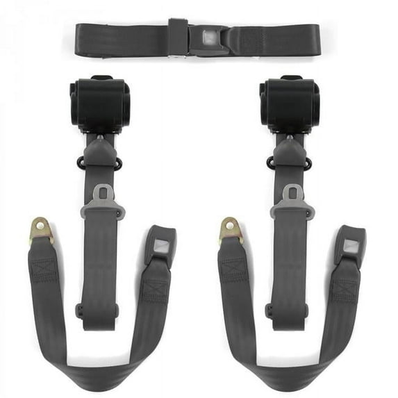 SafeTboy 671720 Ford Truck 1967-1979 Standard 3 Point Charcoal Retractable Bench Seat Belt Kit - 3 Belts