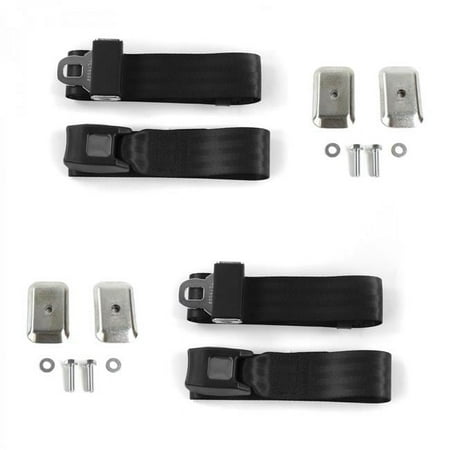 SafeTboy 675228 Chevy Chevelle 1968-1972 Standard 2 Point Black Lap Bucket Seat Belt Kit with Bracketry - 2 Belts