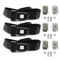 SafeTboy 676280 Ford Truck 1961-1966 Standard 2 Point Black Lap Bench Seat Belt Kit with Bracketry - 3 Belts