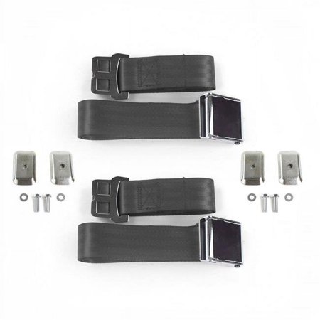 SafeTboy 679507 Airplane 2 Point Charcoal Lap Bench Seat Belt Kit with Bracketry for 1969-1972 Chevy FS Blazer - 3 Belts