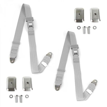 SafeTboy 689830 Standard 2 Point Gray Lap Bucket Seat Belt Kit with Bracketry for 1966-1970 Ford Falcon - 2 Belts