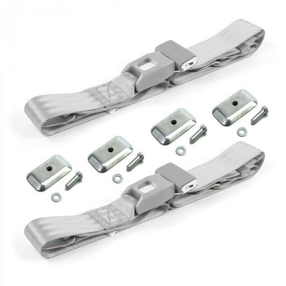SafeTboy 689869 Standard 2 Point Gray Lap Bucket Seat Belt Kit with Bracketry for 1953-1961 Triumph TR2, 3 - 2 Belts
