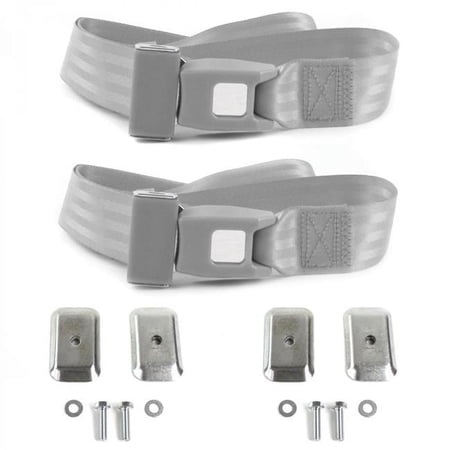 SafeTboy 689877 Standard 2 Point Gray Lap Bucket Seat Belt Kit with Bracketry for 1958 Chevy Impala - 2 Belts