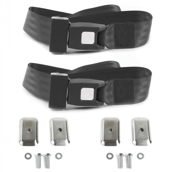 SafeTboy 690264 Standard 2 Point Charcoal Lap Bucket Seat Belt Kit with Bracketry for 1967-1976 Ford Thunderbird - 2 Belts
