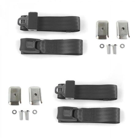 SafeTboy 690295 Standard 2 Point Charcoal Lap Bucket Seat Belt Kit with Bracketry for 1959-1960 Chevy Impala - 2 Belts