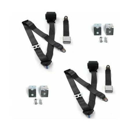 SafeTboy 694677 Airplane 2 Point Black Retractable Bucket Seat Belt Kit with Bracketry for 1948-1967 Frazer Nash - 2 Belts