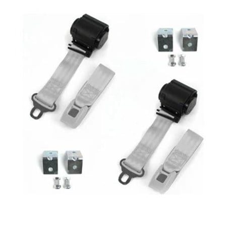 SafeTboy 697274 Standard 3 Point Gray Retractable Bucket Seat Belt Kit with Bracketry for 1971-1973 Ford Mustang - 2 Belts