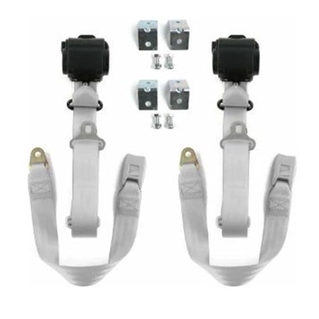 SafeTboy 697822 Standard 3 Point Burgundy Retractable Bucket Seat Belt Kit with Bracketry for 1961-1964 Chevy Impala - 2 Belts