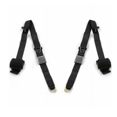 SafeTboy 698170 Airplane 3 Point Black Retractable Bucket Seat Belt Kit with Bracketry for 1960-1961 Ford Fairlane - 2 Belts
