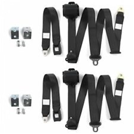 SafeTboy 699588 Airplane 3 Point Burgundy Retractable Bucket Seat Belt Kit with Bracketry for 1967-1972 Chevy Truck - 2 Belts