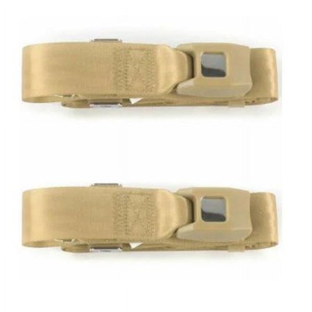 SafeTboy Airplane 2 Point Tan Lap Bucket Seat Belt Kit with Bracketry for 1982-1994 Chevy Cavalier