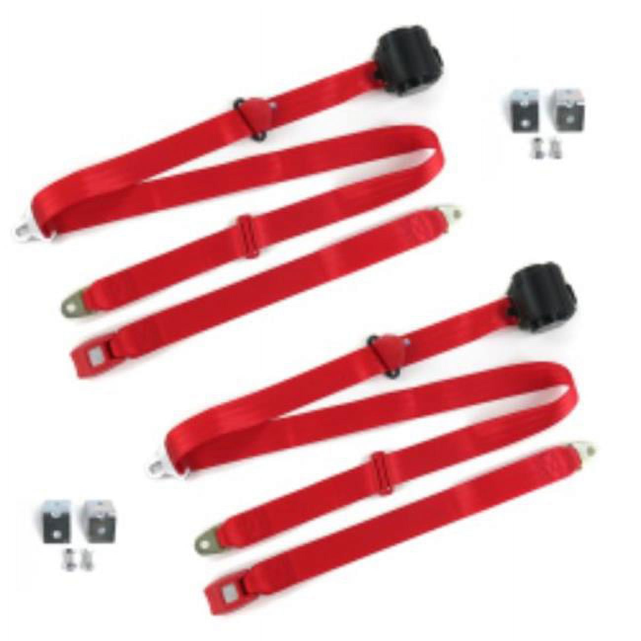 SafeTboy Buick Roadmaster 19541956 Standard 3 Point Red Retractable Bucket Seat Belt Kit with