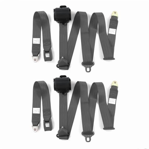 SafeTboy Chevy Truck 1935-1940 Standard 3 Point Charcoal Retractable Bucket Seat Belt Kit - 2 Belts