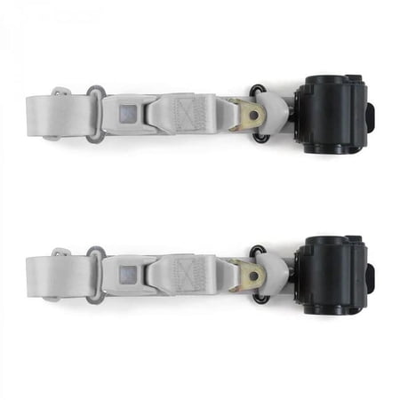 SafeTboy Desoto 1946-1961 Standard 3 Point Gray & Grey Retractable Bucket Seat Belt Kit - 2 Belts