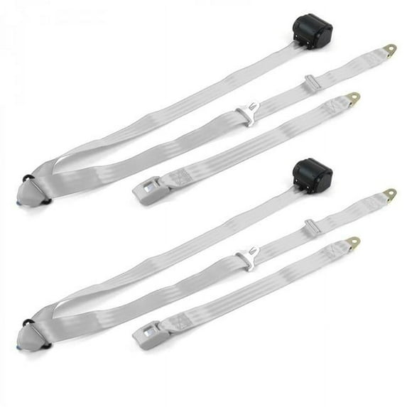 SafeTboy Ford Van 1968-1974 Standard 3 Point Gray & Grey Retractable Bucket Seat Belt Kit - 2 Belts
