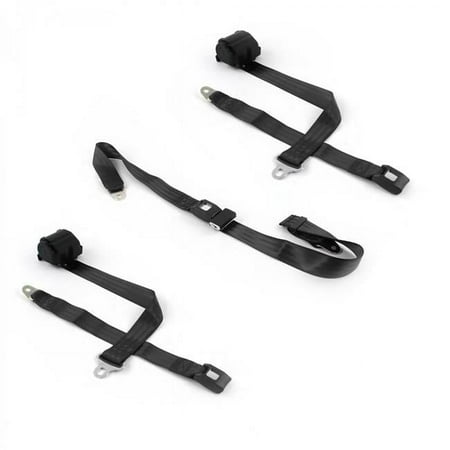 SafeTboy Standard 2 Point Black Retractable Bench Seat Belt Kit for 1997-2006 Jeep Wrangler & TJ - 3 Belts