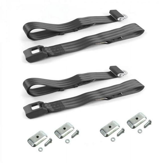 SafeTboy Standard 2 Point Charcoal Lap Bucket Seat Belt Kit with Bracketry for 1900-1927 Early Cars