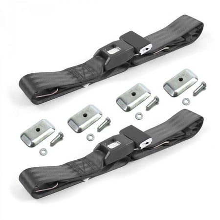 SafeTboy Standard 2 Point Charcoal Lap Bucket Seat Belt Kit with Bracketry for 1966-1977 Ford Bronco