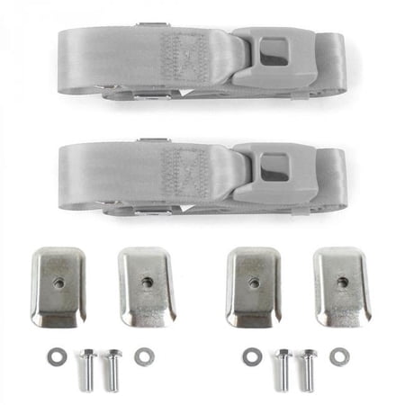 SafeTboy Standard 2 Point Gray Lap Bucket Seat Belt Kit with Bracketry for 1946-1968 Ford Anglia - 2 Belts