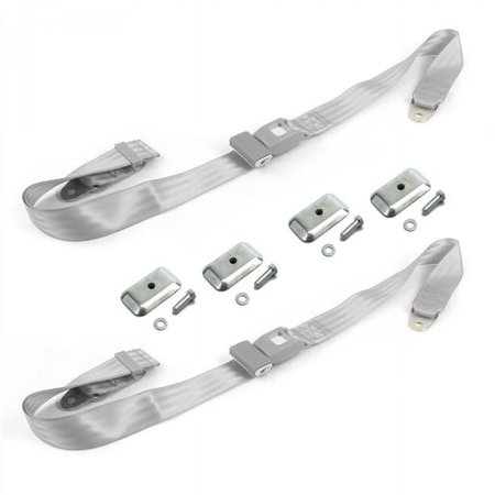 SafeTboy Standard 2 Point Gray Lap Bucket Seat Belt Kit with Bracketry for 1967-1974 AMC AMX