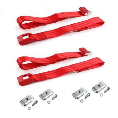 SafeTboy Standard 2 Point Red Lap Bucket Seat Belt Kit with Bracketry for 1966-1973 Jeep Commando