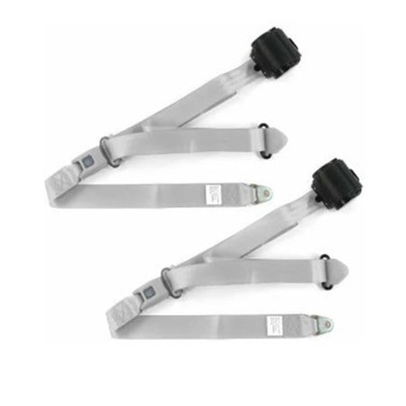 SafeTboy Standard 3 Point Gray Retractable Bucket Seat Belt Kit with Bracketry for 1958-1960 Ford Thunderbird - 2 Belts