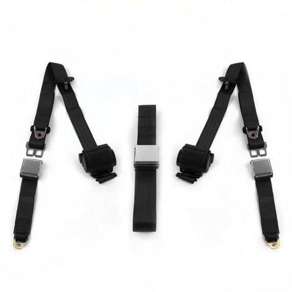 SafeTboy Triumph Spitfire 1962-1980 Airplane 3 Point Black Retractable Bench Seat Belt Kit - 3 Belts