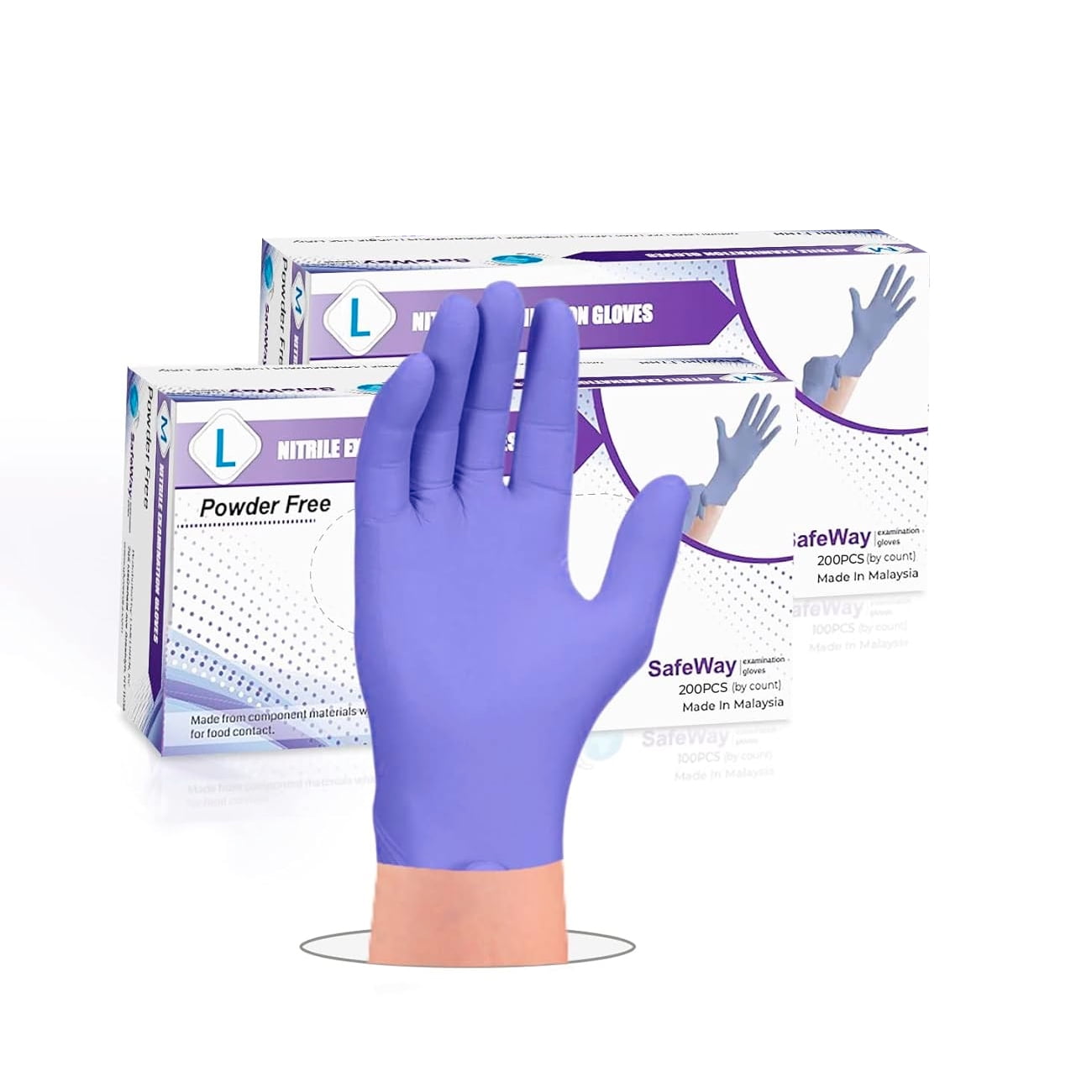 SafeWay Premium Nitrile Disposable Exam Gloves, Large, 400/Box