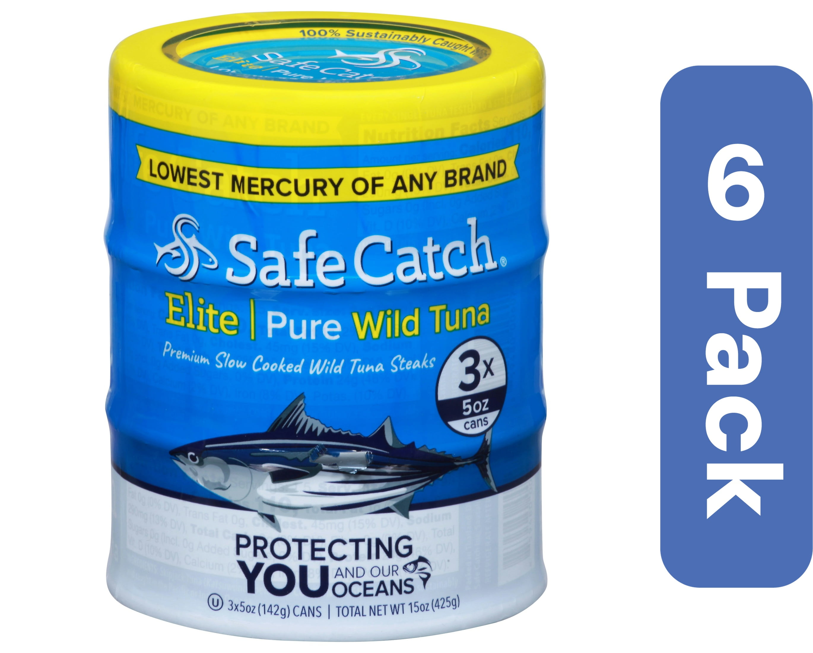 Safecatch Elite Pure Tuna 3 Cans 15 oz (Pack Of 6)