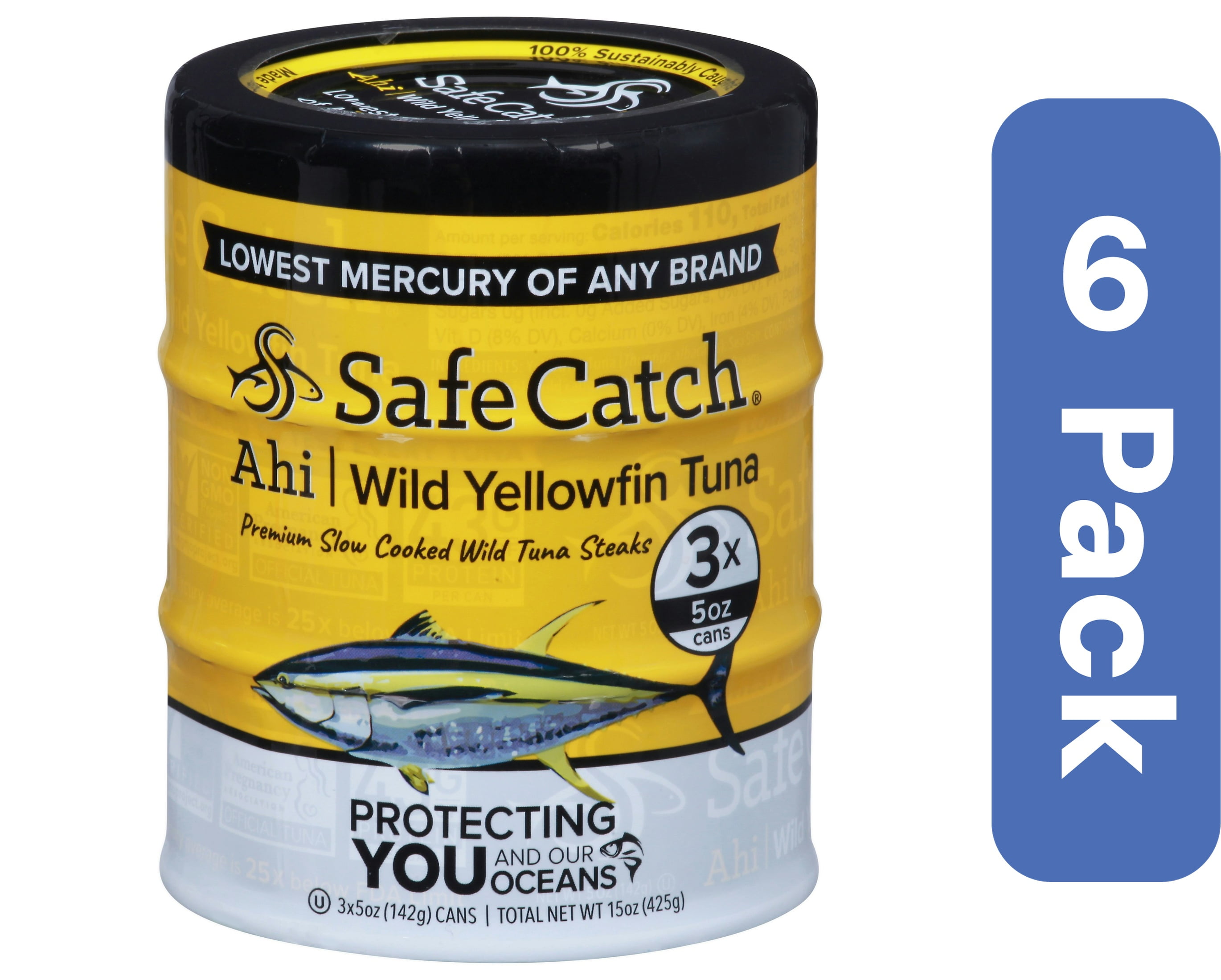 Safecatch Wild Yellowfin Ahi Tuna 3-Pack 15 oz (Pack Of 6)