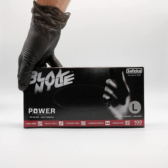 Safeco Black Nyle Gloves (M) 100pk