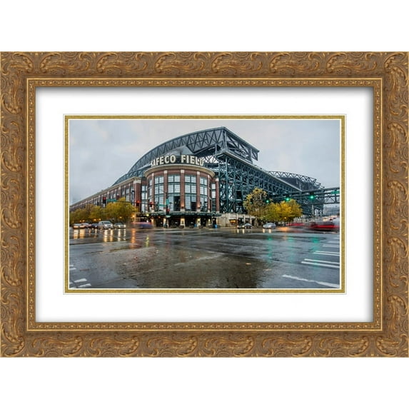 Safeco Field 2x Matted 24x20 Gold Ornate Framed Art Print from the Stadium Series